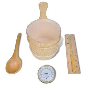 Sauna accessories bucket spoon, clock, thermo hygrometer by vidaXL, sauna accessories - Ref: Foro24-50245, Price: 51,20 €, Di...