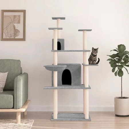 Cat scratching post with light gray sisal posts 166 cm by vidaXL, Cat furniture - Ref: Foro24-171724, Price: 65,74 €, Discoun...