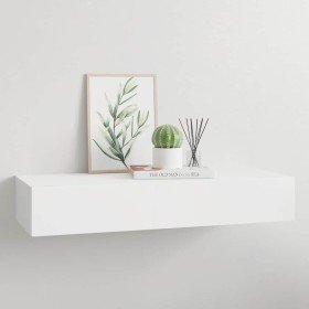 Estante con cajón de pared MDF blanco 60x23,5x10 cm