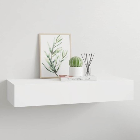 Estante con cajón de pared MDF blanco 60x23,5x10 cm