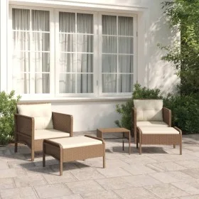 5-piece garden furniture set and brown synthetic rattan cushions by vidaXL, Garden sets - Ref: Foro24-319680, Price: 296,33 €...