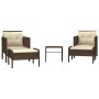 5-piece garden furniture set and brown synthetic rattan cushions by vidaXL, Garden sets - Ref: Foro24-319680, Price: 301,99 €...