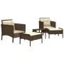 5-teiliges Gartenmöbel-Set und braune Kissen aus synthetischem Rattan von vidaXL, Gartensets - Ref: Foro24-319680, Preis: 302...