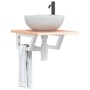 Estante de lavabo de pared de acero y madera maciza de roble
