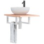 Estante de lavabo de pared de acero y madera maciza de roble