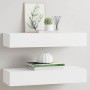 Estantes de pared con cajón 2 uds MDF blanco 60x23,5x10 cm