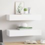 Estantes de pared con cajón 2 uds MDF blanco 60x23,5x10 cm