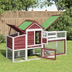 Gallinero madera maciza de pino color moca 186,5x58,5x113 cm de vidaXL, Jaulas y habitáculos para animales pequeños - Ref: Fo...