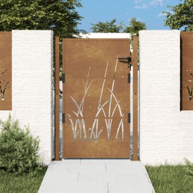 Puerta de jardín acero corten diseño hierba 105x130 cm