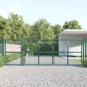 Puerta de malla de jardín acero galvanizado verde 400x175 cm