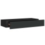 Estante con cajón de pared MDF negro 60x23,5x10 cm