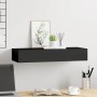 Estante con cajón de pared MDF negro 60x23,5x10 cm