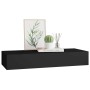 Estante con cajón de pared MDF negro 60x23,5x10 cm