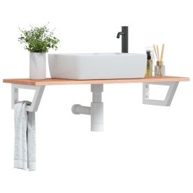 Estante de lavabo de pared de acero y madera maciza de roble en Tocadores de baño | Comprar online en Foro24