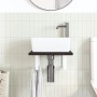 Estante de lavabo de pared de acero y madera maciza de roble