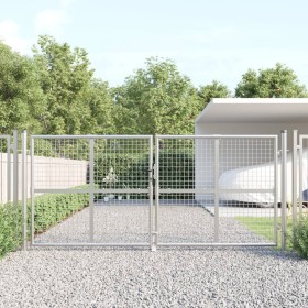 Puerta de malla de jardín acero galvanizado plateado 300x175cm
