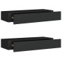 Estantes de pared con cajón 2 uds MDF negro 60x23,5x10 cm