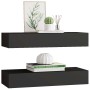 Estantes de pared con cajón 2 uds MDF negro 60x23,5x10 cm