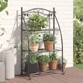 Black steel flower shelf 56x30x96 cm by vidaXL, Pot stands - Ref: Foro24-319353, Price: 77,91 €, Discount: %