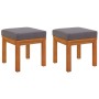 Set de comedor para jardín 3 piezas con cojines madera acacia