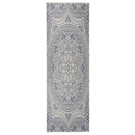 Alfombra de exterior de tejido plano rayas azules 80x250 cm de vidaXL, Alfombras - Ref: Foro24-340828, Precio: 37,45 €, Descu...