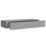 Estante con cajón de pared MDF gris 60x23,5x10 cm