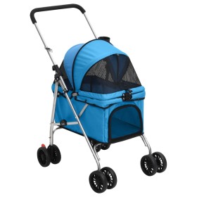 Cochecito para perros plegable tela oxford azul 76x50x100 cm