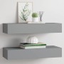 Estantes de pared con cajón 2 uds MDF gris 60x23,5x10 cm