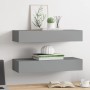 Estantes de pared con cajón 2 uds MDF gris 60x23,5x10 cm