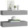Estantes de pared con cajón 2 uds MDF gris 60x23,5x10 cm