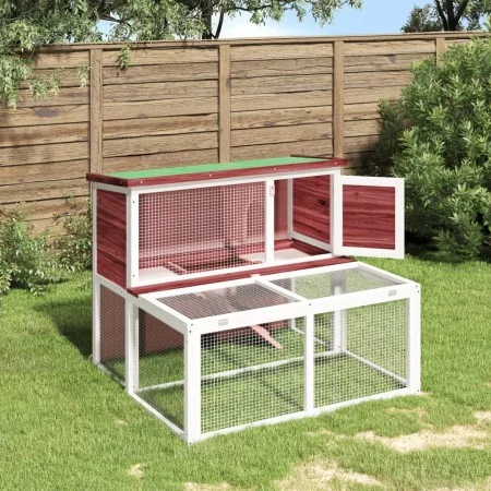 Conejera de madera maciza de pino moca 102x90x84,5 cm by vidaXL, Cages and habitats for small animals - Ref: Foro24-172285, P...