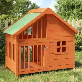 Dog house solid brown pine wood 96x60.5x87 cm by vidaXL, Dog kennels and fences - Ref: Foro24-172267, Price: 136,10 €, Discou...