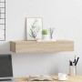 Estante con cajón de pared MDF roble 60x23,5x10 cm