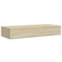 Estante con cajón de pared MDF roble 60x23,5x10 cm
