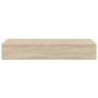 Estante con cajón de pared MDF roble 60x23,5x10 cm