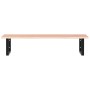 Estante de lavabo de pared de acero y madera maciza de roble