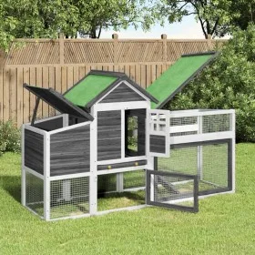 Solid gray pine wood chicken coop 186.5x58.5x113 cm by vidaXL, Cages and habitats for small animals - Ref: Foro24-172229, Pri...