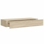 Estantes de pared con cajón 2 uds MDF roble 60x23,5x10 cm