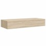 Estantes de pared con cajón 2 uds MDF roble 60x23,5x10 cm