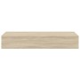 Estantes de pared con cajón 2 uds MDF roble 60x23,5x10 cm