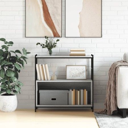 Iron and wood shelf, gray Sonoma engineering, 80x30x78.5 cm by vidaXL, Bookcases and shelves - Ref: Foro24-832796, Price: 44,...