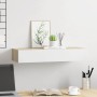 Estante con cajón de pared MDF roble y blanco 60x23,5x10 cm