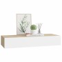 Estante con cajón de pared MDF roble y blanco 60x23,5x10 cm