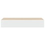 Estante con cajón de pared MDF roble y blanco 60x23,5x10 cm