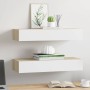 Estantes de pared con cajón 2 uds MDF roble/blanco 60x23,5x10cm