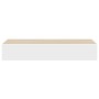 Estantes de pared con cajón 2 uds MDF roble/blanco 60x23,5x10cm