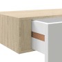 Estantes de pared con cajón 2 uds MDF roble/blanco 60x23,5x10cm