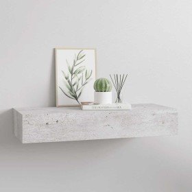 Estante de pared con cajón MDF gris hormigón 60x23,5x10 cm
