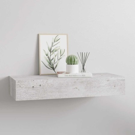 Estante de pared con cajón MDF gris hormigón 60x23,5x10 cm