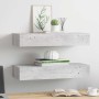 Estante de pared con cajón 2 uds MDF gris hormigón 60x23,5x10cm